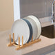 Bamboo Dish Rack – 6-Slot Wooden Plate Holder for Kitchen Organization